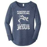 Powered By Wrestling And Jesus Women's Perfect Tri Tunic Long Sleeve Shirt