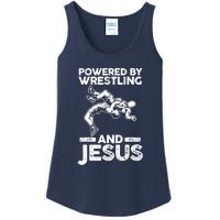 Powered By Wrestling And Jesus Ladies Essential Tank