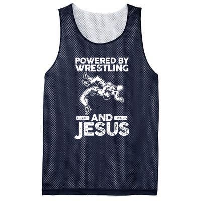 Powered By Wrestling And Jesus Mesh Reversible Basketball Jersey Tank