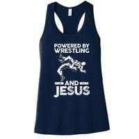 Powered By Wrestling And Jesus Women's Racerback Tank