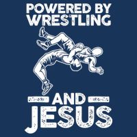 Powered By Wrestling And Jesus Baby Bodysuit