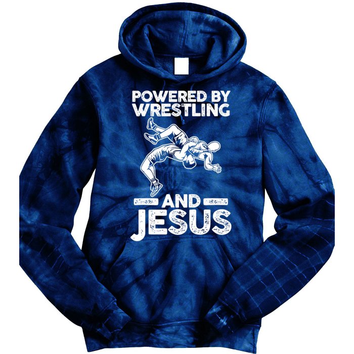 Powered By Wrestling And Jesus Tie Dye Hoodie