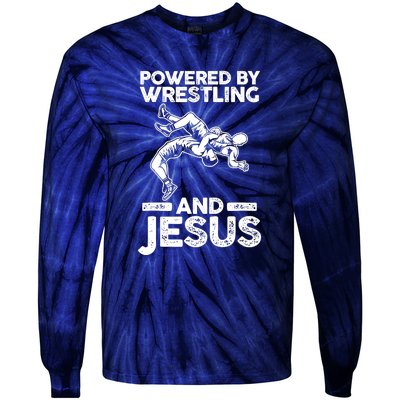 Powered By Wrestling And Jesus Tie-Dye Long Sleeve Shirt