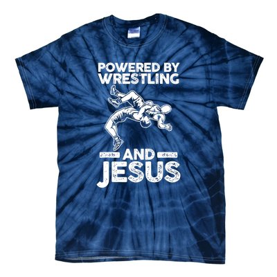 Powered By Wrestling And Jesus Tie-Dye T-Shirt