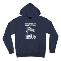 Powered By Wrestling And Jesus Tall Hoodie