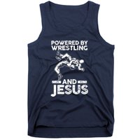 Powered By Wrestling And Jesus Tank Top