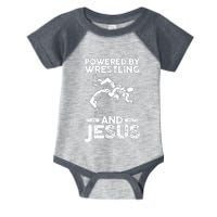 Powered By Wrestling And Jesus Infant Baby Jersey Bodysuit