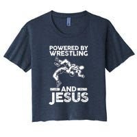 Powered By Wrestling And Jesus Women's Crop Top Tee