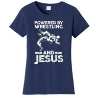 Powered By Wrestling And Jesus Women's T-Shirt