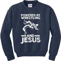 Powered By Wrestling And Jesus Kids Sweatshirt