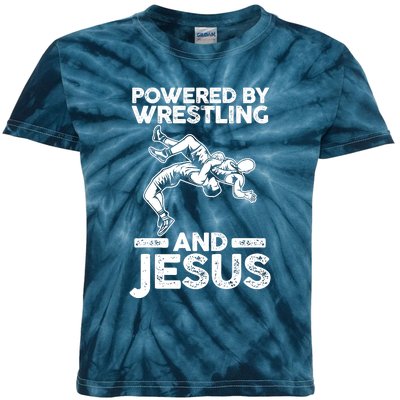 Powered By Wrestling And Jesus Kids Tie-Dye T-Shirt