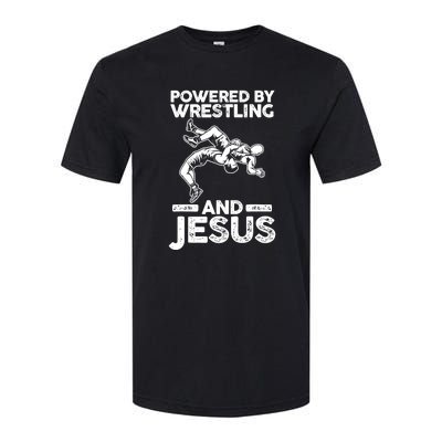 Powered By Wrestling And Jesus Softstyle CVC T-Shirt