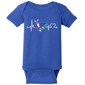 Paint Brush With Palette Heartbeat Funny Artist/painter/art Cool Gift Baby Bodysuit