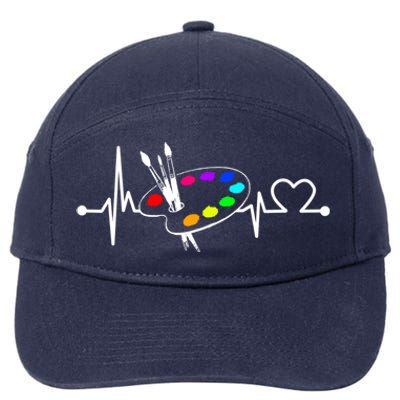 Paint Brush With Palette Heartbeat Funny Artist/painter/art Cool Gift 7-Panel Snapback Hat