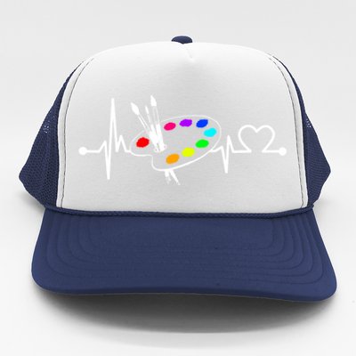 Paint Brush With Palette Heartbeat Funny Artist/painter/art Cool Gift Trucker Hat