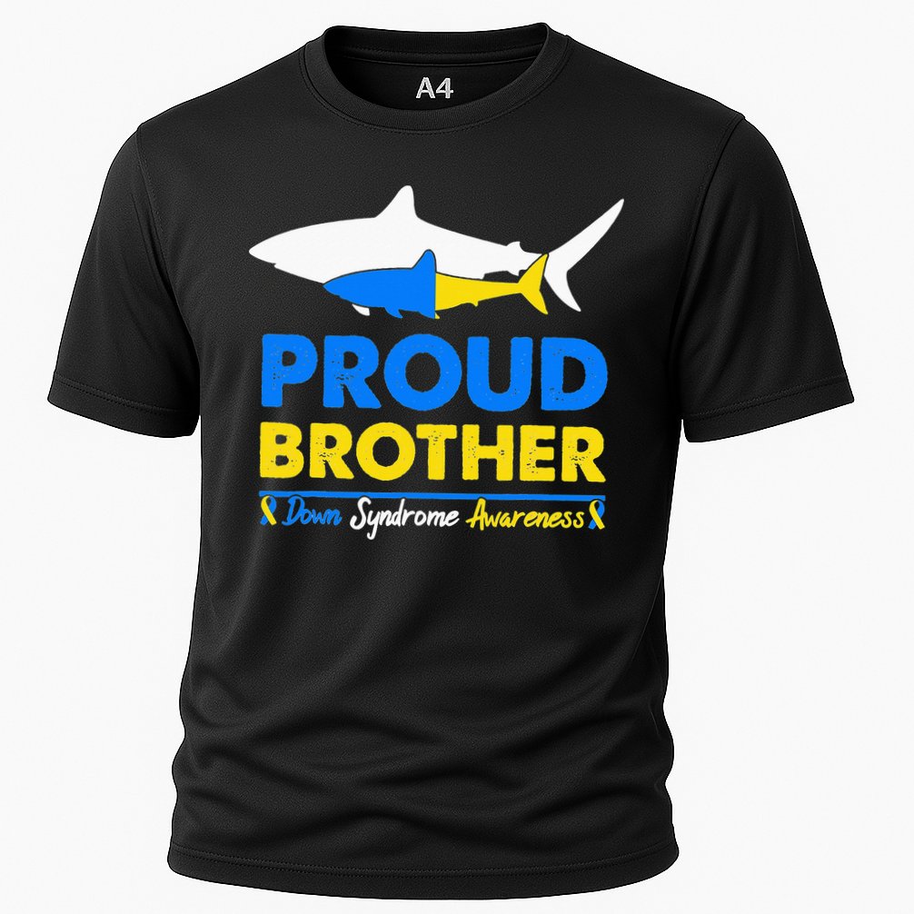 Proud Brother World Down Syndrome Awareness Day Shark T21 Cooling Performance Crew T-Shirt