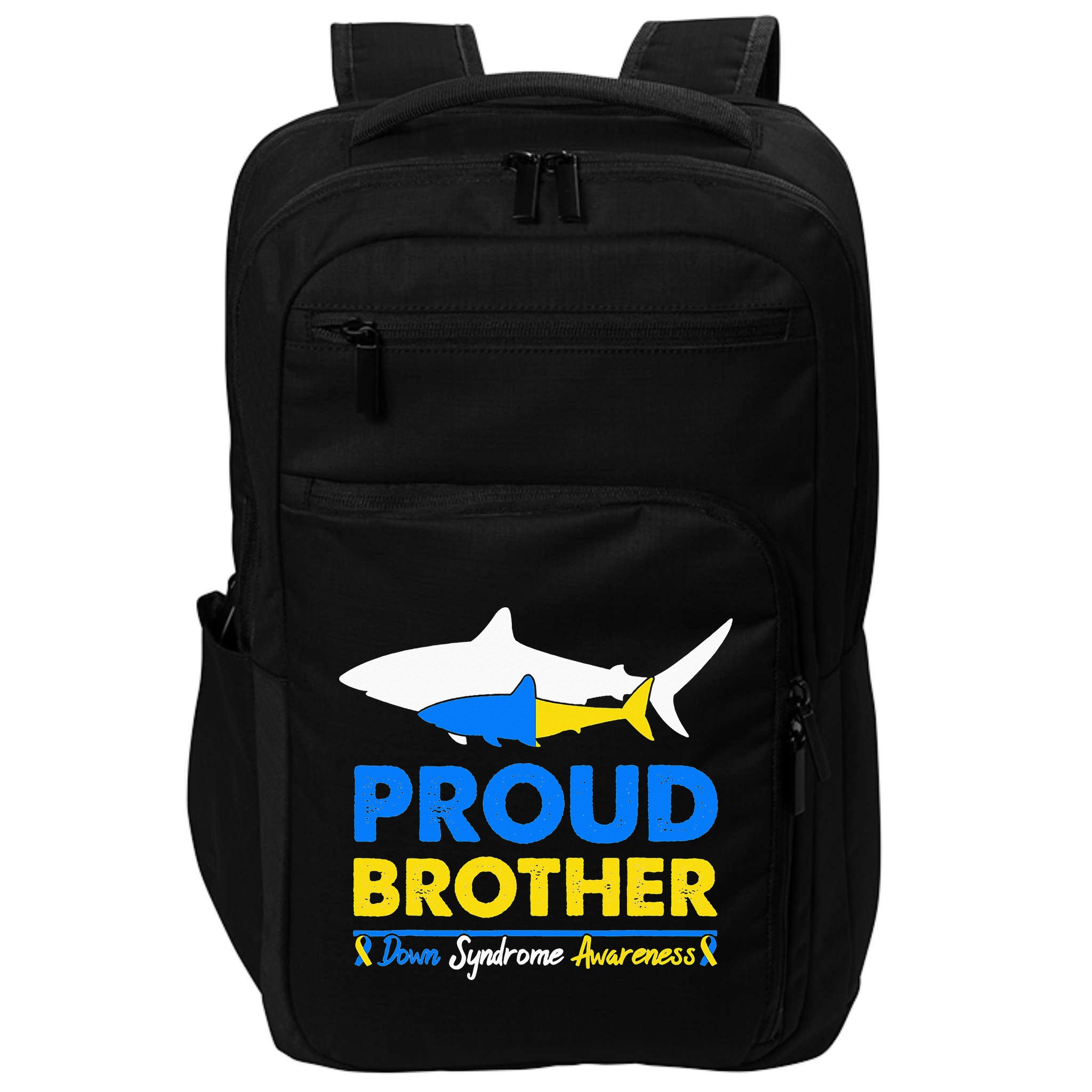 Proud Brother World Down Syndrome Awareness Day Shark T21 Impact Tech Backpack