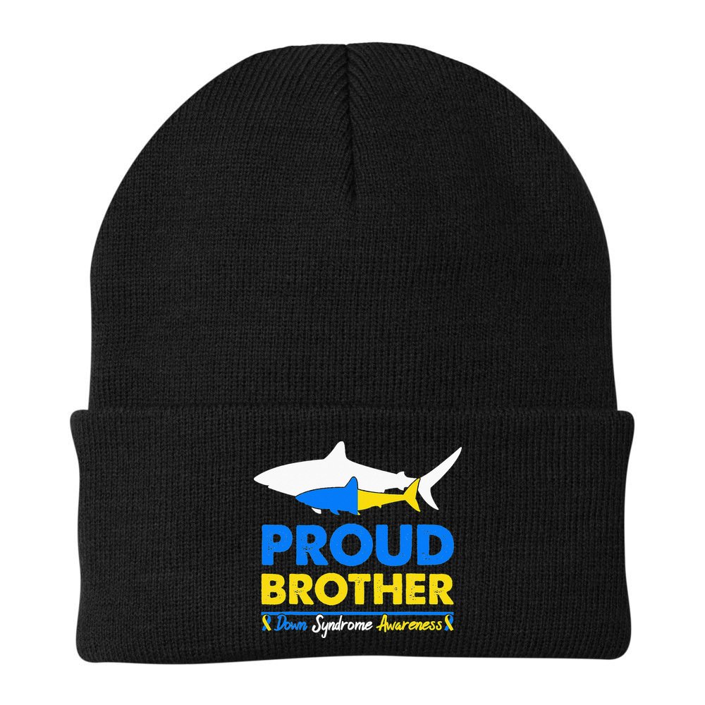 Proud Brother World Down Syndrome Awareness Day Shark T21 Beanie