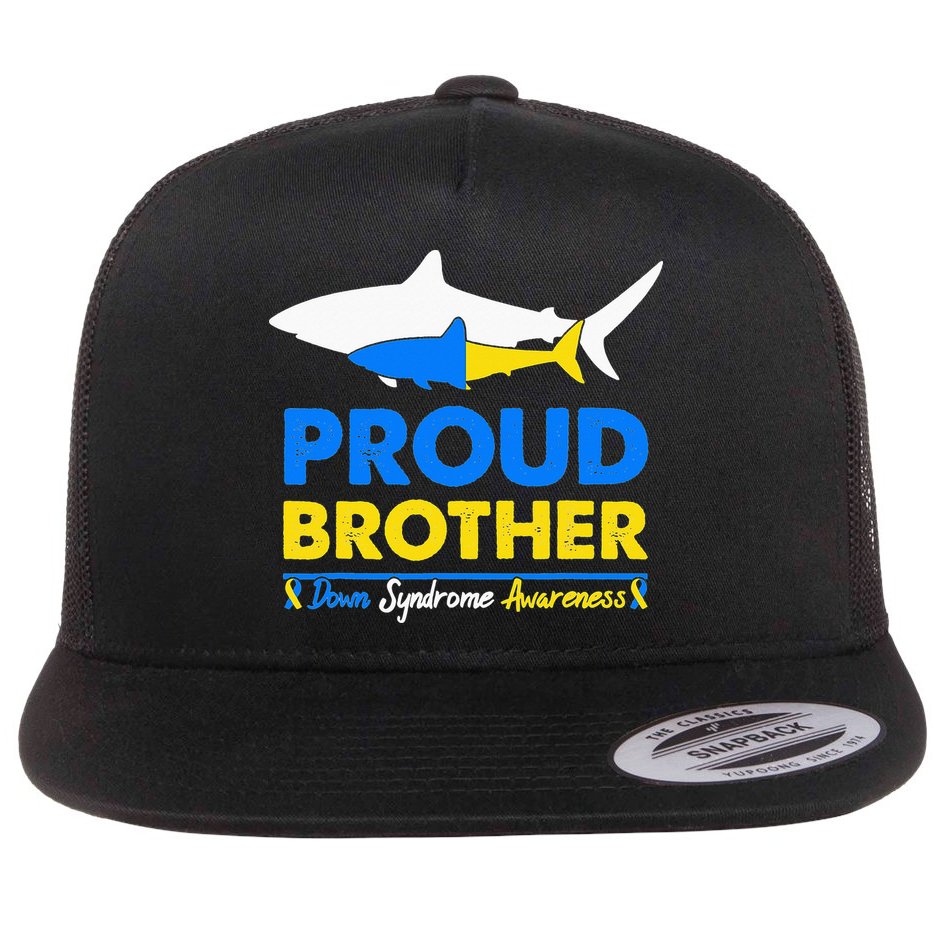 Proud Brother World Down Syndrome Awareness Day Shark T21 Flat Bill Trucker Hat