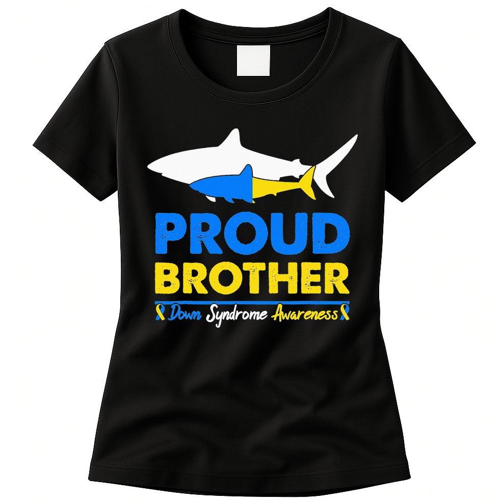 Proud Brother World Down Syndrome Awareness Day Shark T21 Womens T-Shirt