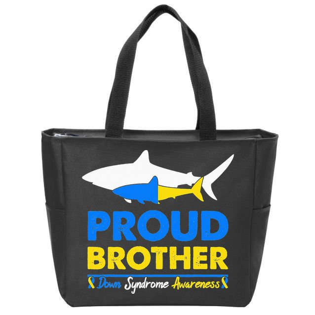 Proud Brother World Down Syndrome Awareness Day Shark T21 Zip Tote Bag