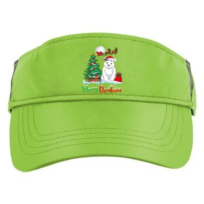 Polar Bear Wearing Santa Hat Xmas Merry Christmas Polar Bear Adult Drive Performance Visor