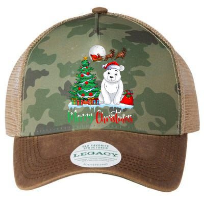 Polar Bear Wearing Santa Hat Xmas Merry Christmas Polar Bear Legacy Tie Dye Trucker Hat