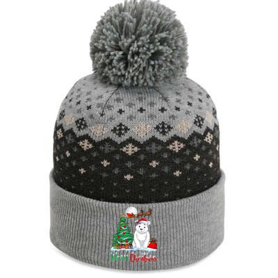 Polar Bear Wearing Santa Hat Xmas Merry Christmas Polar Bear The Baniff Cuffed Pom Beanie