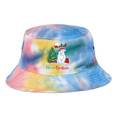 Polar Bear Wearing Santa Hat Xmas Merry Christmas Polar Bear Tie Dye Newport Bucket Hat