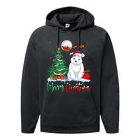 Polar Bear Wearing Santa Hat Xmas Merry Christmas Polar Bear Performance Fleece Hoodie