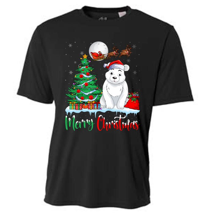 Polar Bear Wearing Santa Hat Xmas Merry Christmas Polar Bear Cooling Performance Crew T-Shirt