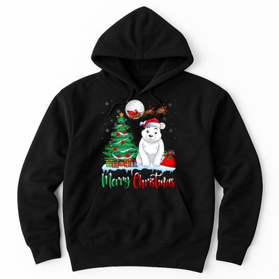 Polar Bear Wearing Santa Hat Xmas Merry Christmas Polar Bear Hoodie