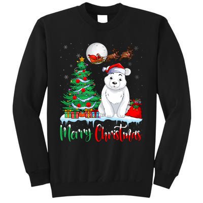 Polar Bear Wearing Santa Hat Xmas Merry Christmas Polar Bear Sweatshirt