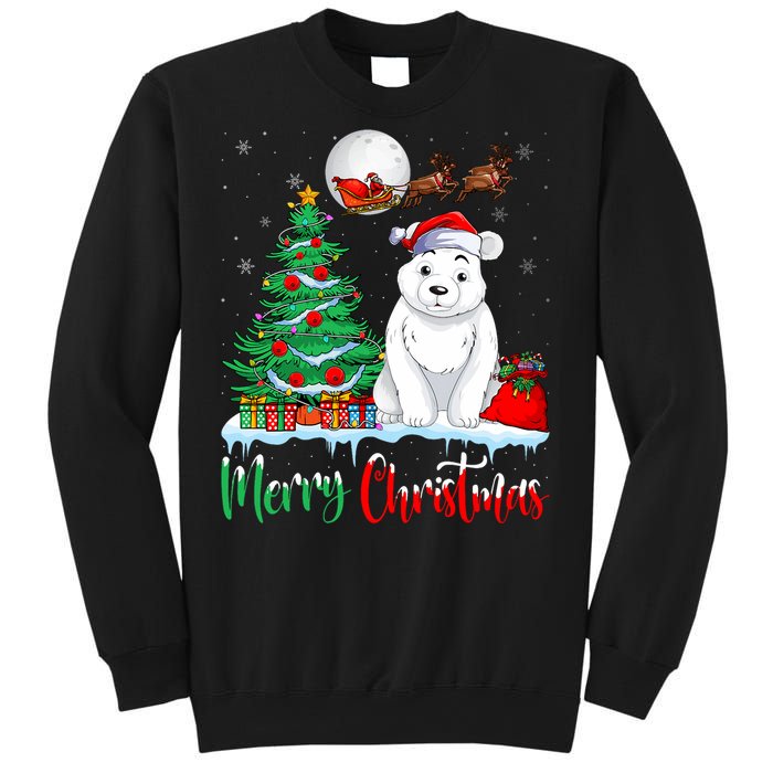 Polar Bear Wearing Santa Hat Xmas Merry Christmas Polar Bear Sweatshirt