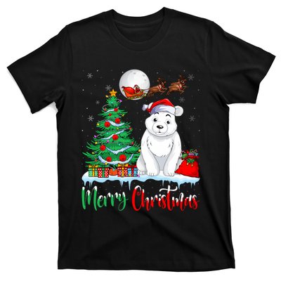 Polar Bear Wearing Santa Hat Xmas Merry Christmas Polar Bear T-Shirt