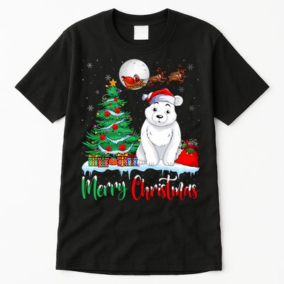 Polar Bear Wearing Santa Hat Xmas Merry Christmas Polar Bear Tall T-Shirt