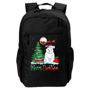 Polar Bear Wearing Santa Hat Xmas Merry Christmas Polar Bear Daily Commute Backpack