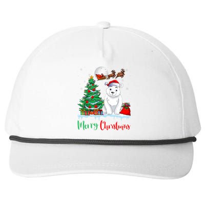 Polar Bear Wearing Santa Hat Xmas Merry Christmas Polar Bear Snapback Five-Panel Rope Hat