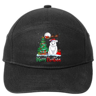 Polar Bear Wearing Santa Hat Xmas Merry Christmas Polar Bear 7-Panel Snapback Hat