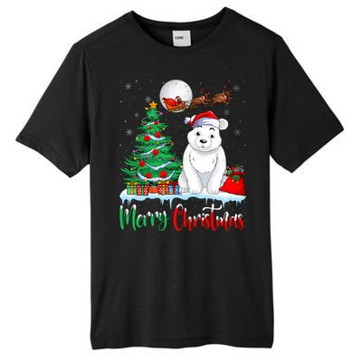 Polar Bear Wearing Santa Hat Xmas Merry Christmas Polar Bear Tall Fusion ChromaSoft Performance T-Shirt