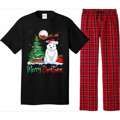 Polar Bear Wearing Santa Hat Xmas Merry Christmas Polar Bear Pajama Set