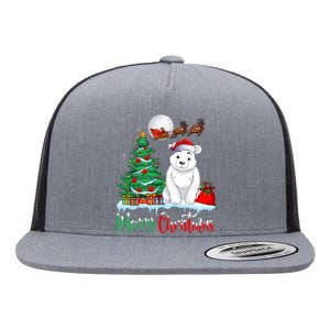 Polar Bear Wearing Santa Hat Xmas Merry Christmas Polar Bear Flat Bill Trucker Hat