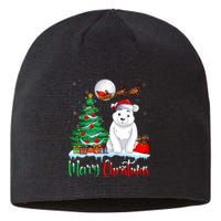 Polar Bear Wearing Santa Hat Xmas Merry Christmas Polar Bear Sustainable Beanie