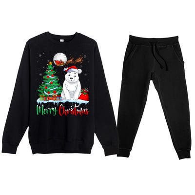 Polar Bear Wearing Santa Hat Xmas Merry Christmas Polar Bear Premium Crewneck Sweatsuit Set