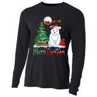 Polar Bear Wearing Santa Hat Xmas Merry Christmas Polar Bear Cooling Performance Long Sleeve Crew