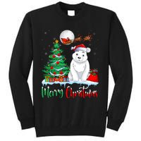 Polar Bear Wearing Santa Hat Xmas Merry Christmas Polar Bear Tall Sweatshirt