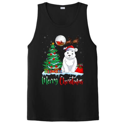 Polar Bear Wearing Santa Hat Xmas Merry Christmas Polar Bear PosiCharge Competitor Tank