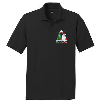 Polar Bear Wearing Santa Hat Xmas Merry Christmas Polar Bear PosiCharge RacerMesh Polo