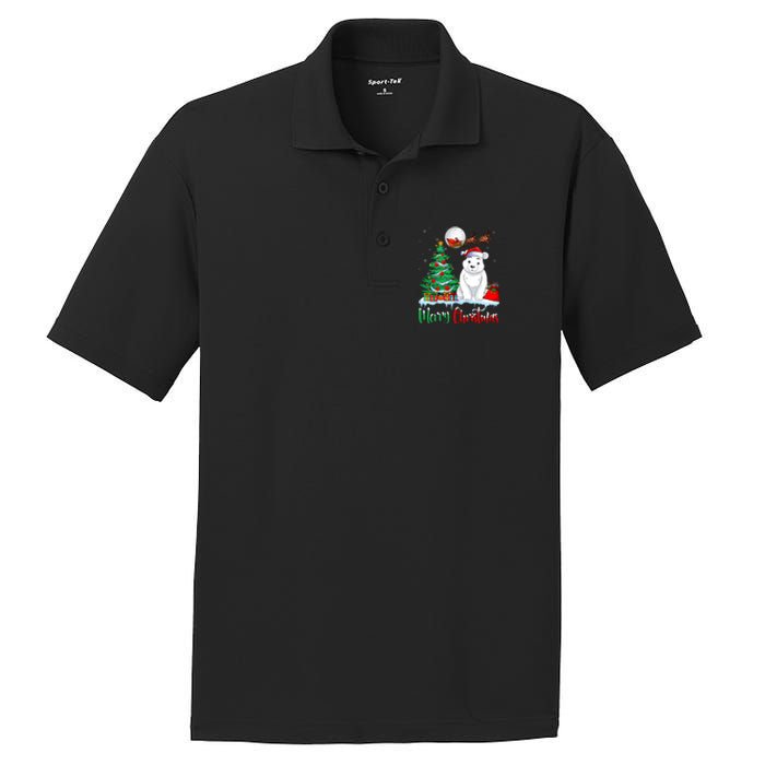 Polar Bear Wearing Santa Hat Xmas Merry Christmas Polar Bear PosiCharge RacerMesh Polo