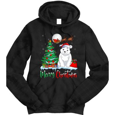 Polar Bear Wearing Santa Hat Xmas Merry Christmas Polar Bear Tie Dye Hoodie